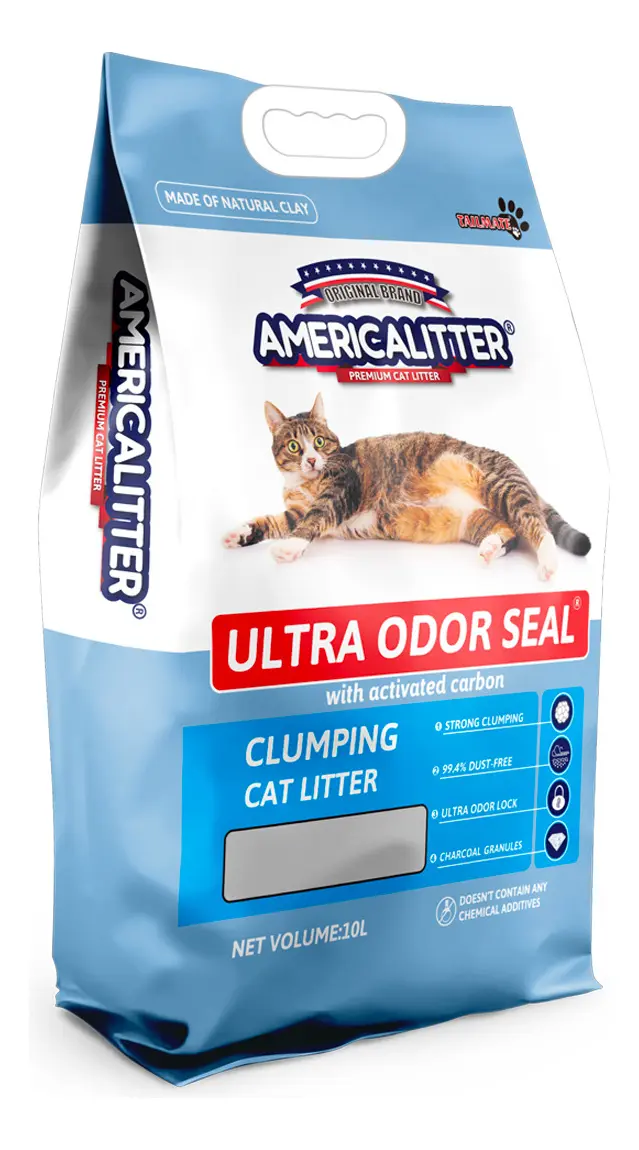 Bolsa de arena sanitaria aglomerante America Litter Ultra Odor Seal con carbón activado, 10 L